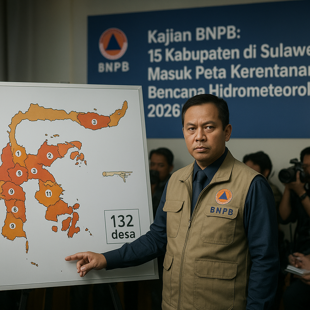 Kajian BNPB: 15 Kabupaten di Sulawesi Masuk Peta Kerentanan Bencana Hidrometeorologi 2026
