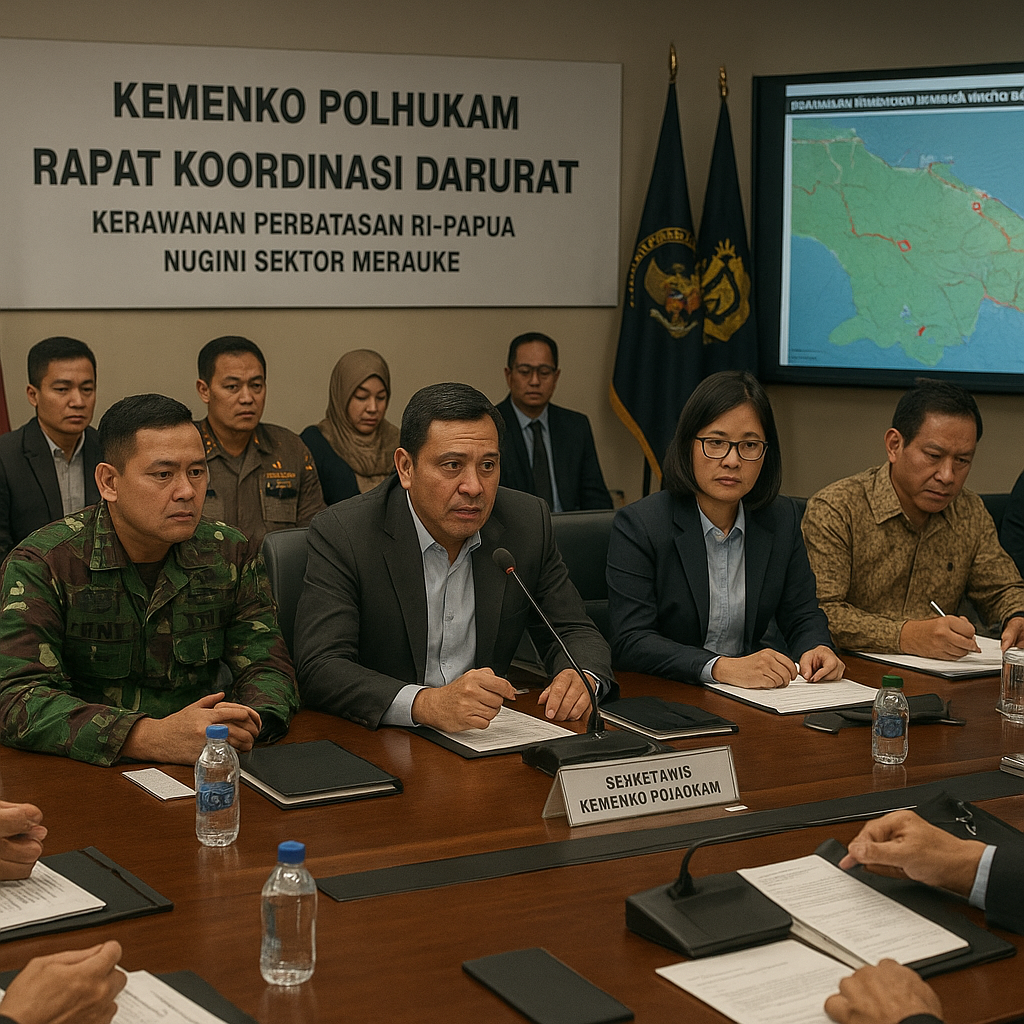 Kemenko Polhukam Gelar Rapat Koordinasi Darurat Bahas Kerawanan di Perbatasan RI-Papua Nugini Sektor Merauke