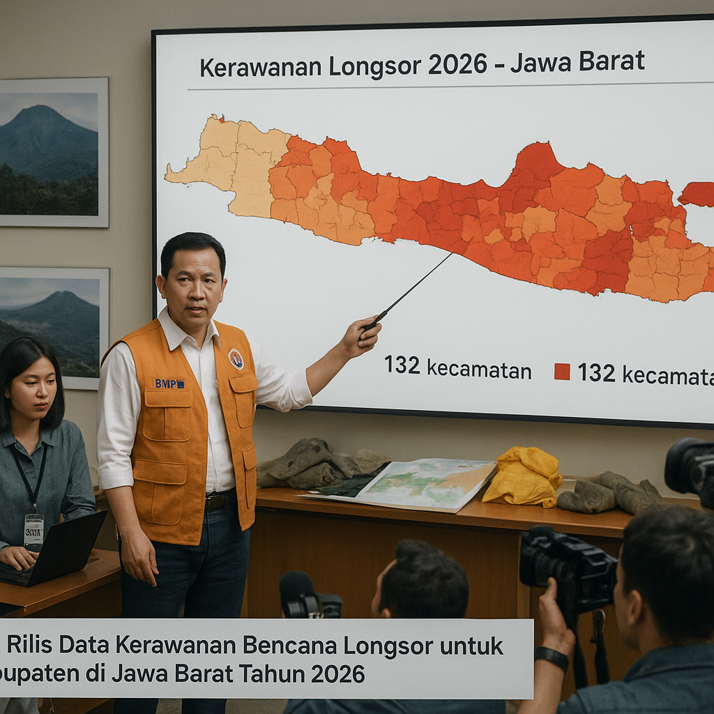BNPB Rilis Data Kerawanan Bencana Longsor untuk 15 Kabupaten di Jawa Barat Tahun 2026
