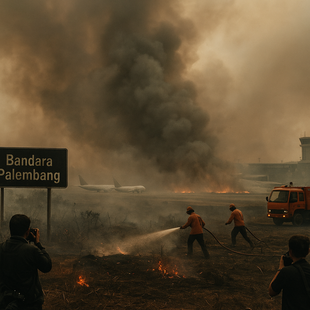 Kebakaran Hutan dan Lahan di Sumatera Selatan Meluas, Asap Ganggu Penerbangan di Palembang