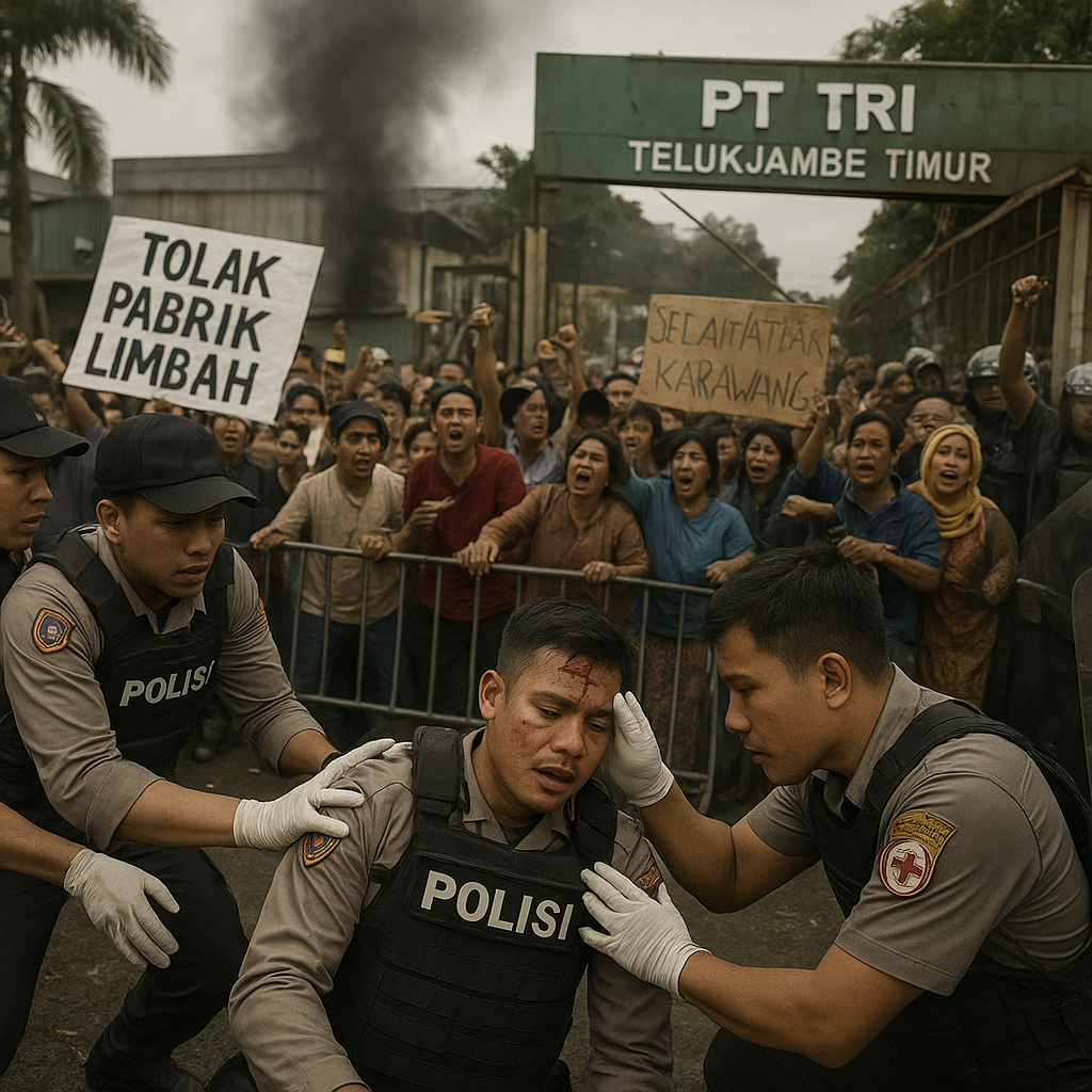 Aksi Warga Tolak Pembangunan Pabrik di Karawang Berujung Ricuh
