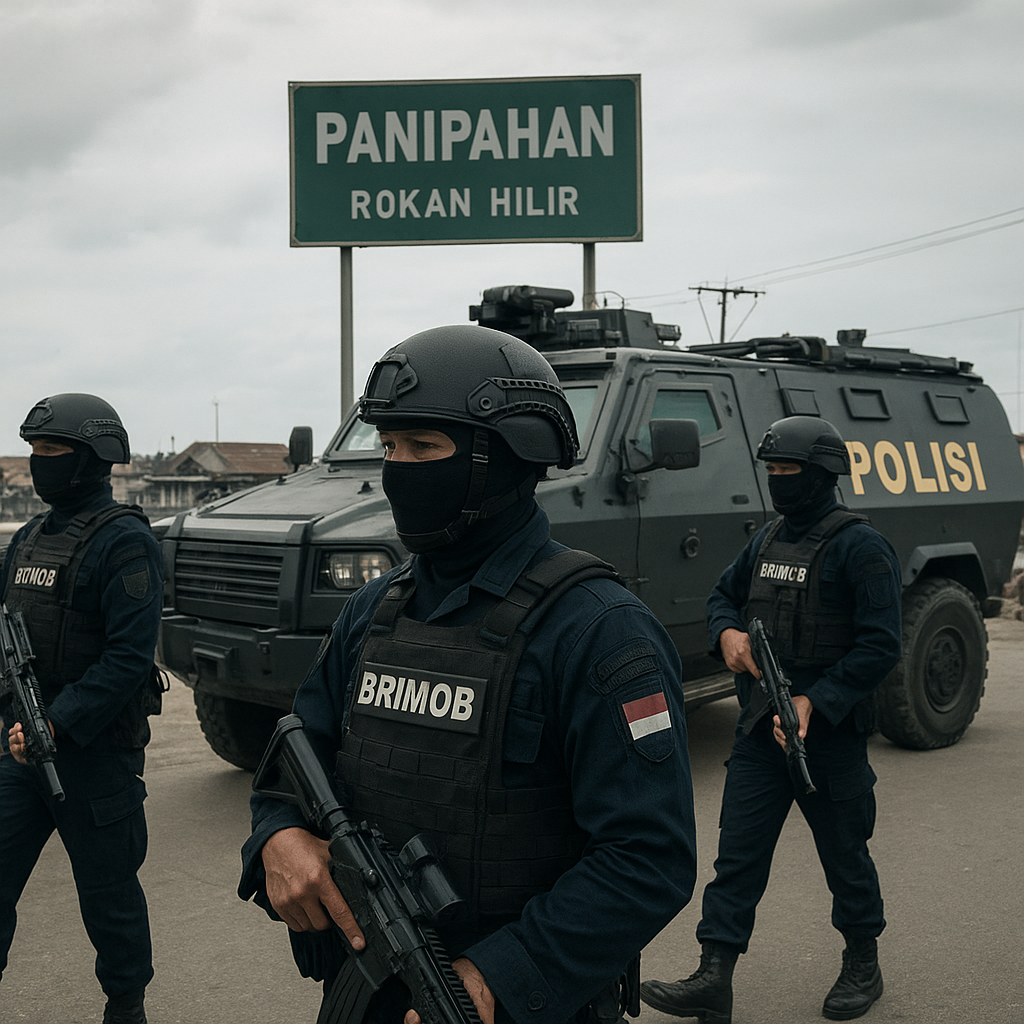 Satu Kompi Brimob Diturunkan ke Panipahan Rohil, Bantu Pengamanan Pasca Kericuhan