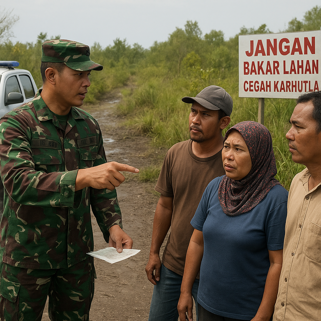 Babinsa Tanjung Penyembal Intensifkan Patroli Karhutla, Warga Diimbau Tidak Bakar Lahan