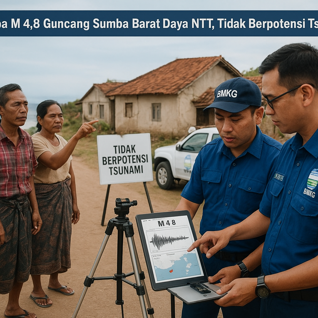 Gempa M 4,8 Guncang Sumba Barat Daya NTT, Tidak Berpotensi Tsunami