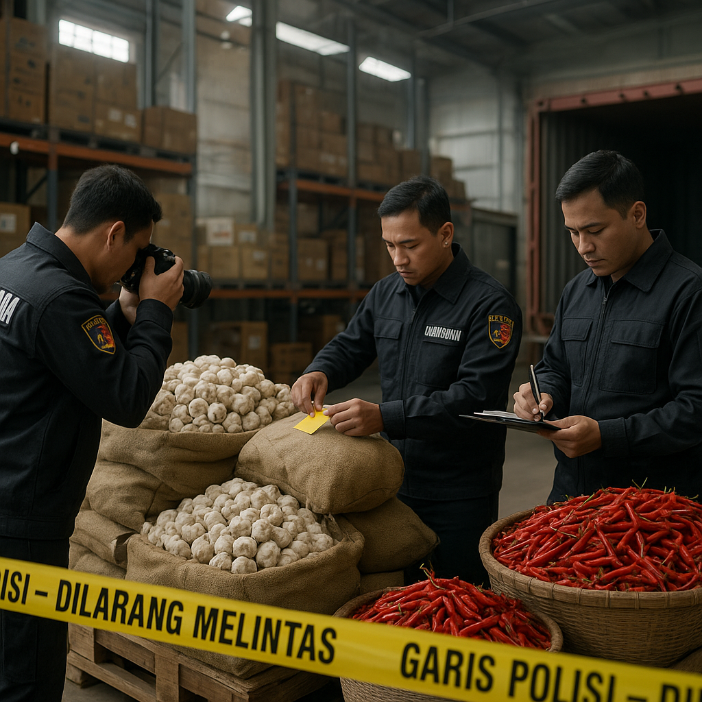 Bareskrim Polri Bongkar Penyelundupan 23 Ton Bawang dan Cabai di Pontianak