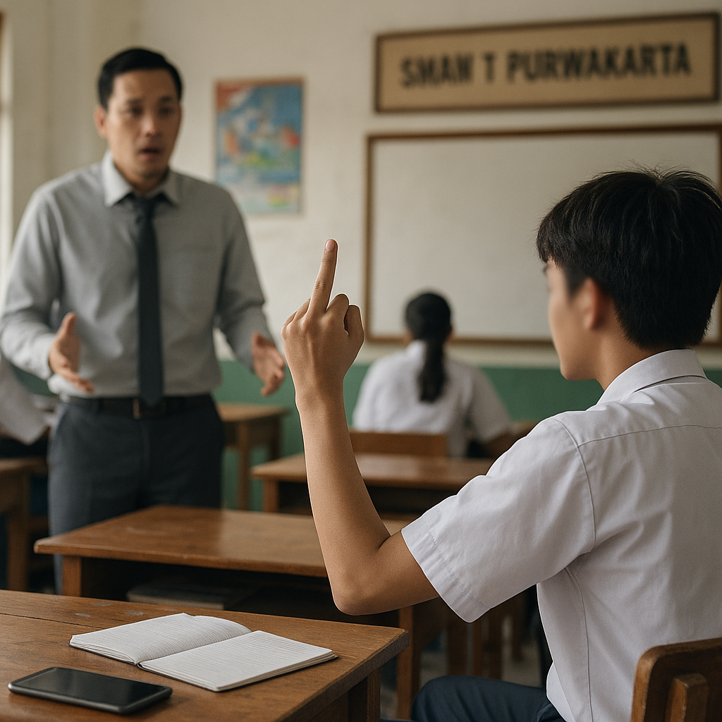 Kacau! Siswa SMAN 1 Purwakarta Acungkan Jari Tengah ke Guru, Videonya Viral di Medsos