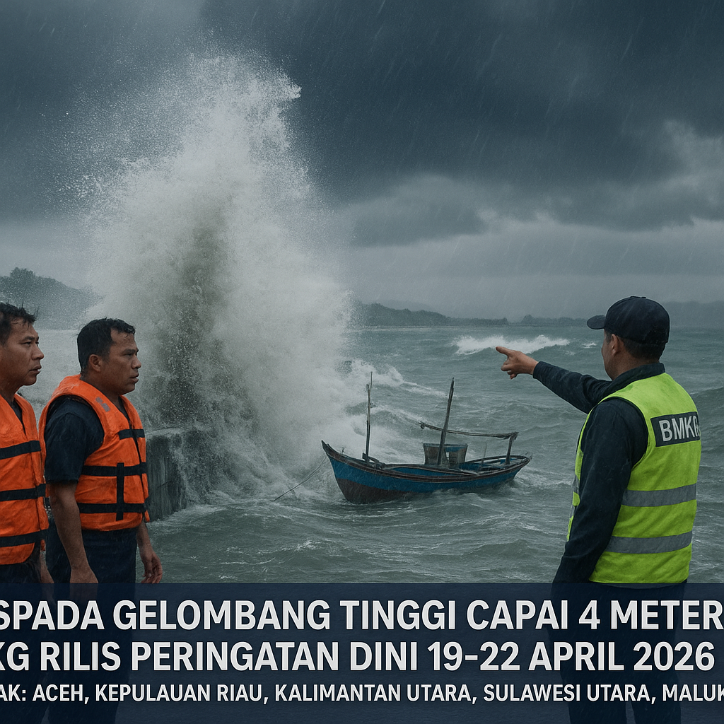 Waspada Gelombang Tinggi Capai 4 Meter: BMKG Rilis Peringatan Dini 19-22 April 2026