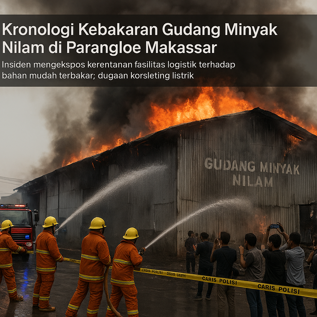 Kronologi Kebakaran Gudang Minyak Nilam di Parangloe Makassar