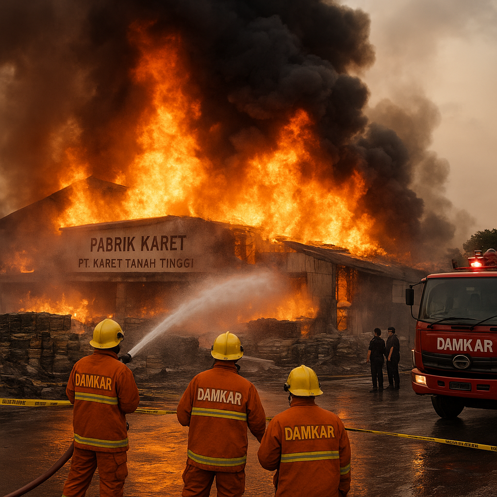Kebakaran Besar Landa Pabrik Karet di Tanah Tinggi Tangerang