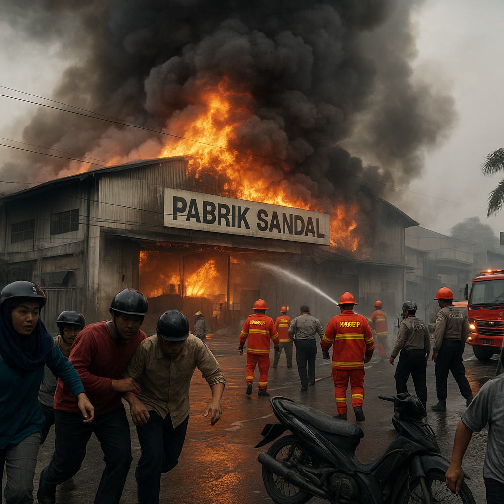 Pabrik Sandal di Tangerang Terbakar dan Meledak, Warga Panik Berhamburan