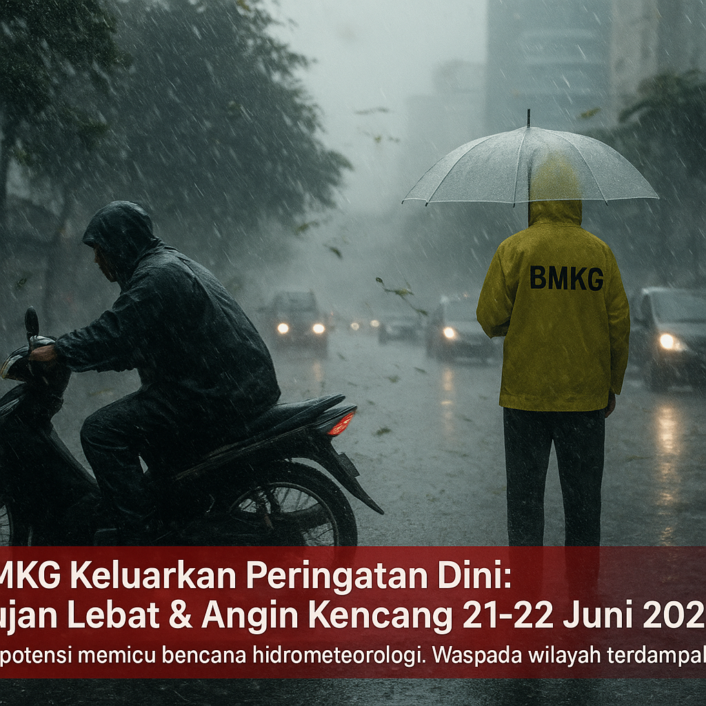 BMKG Keluarkan Peringatan Dini Hujan dan Angin Kencang 21-22 Juni 2026