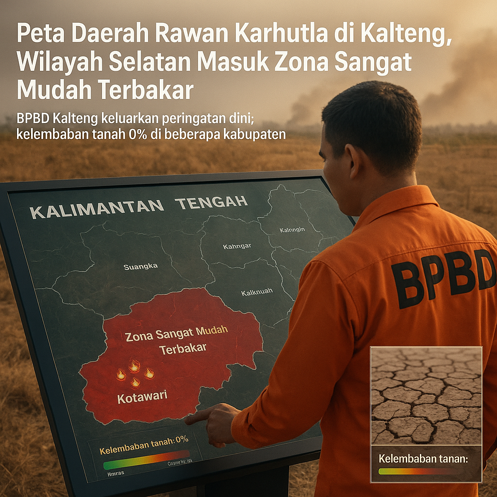 Peta Daerah Rawan Karhutla di Kalteng, Wilayah Selatan Masuk Zona Sangat Mudah Terbakar