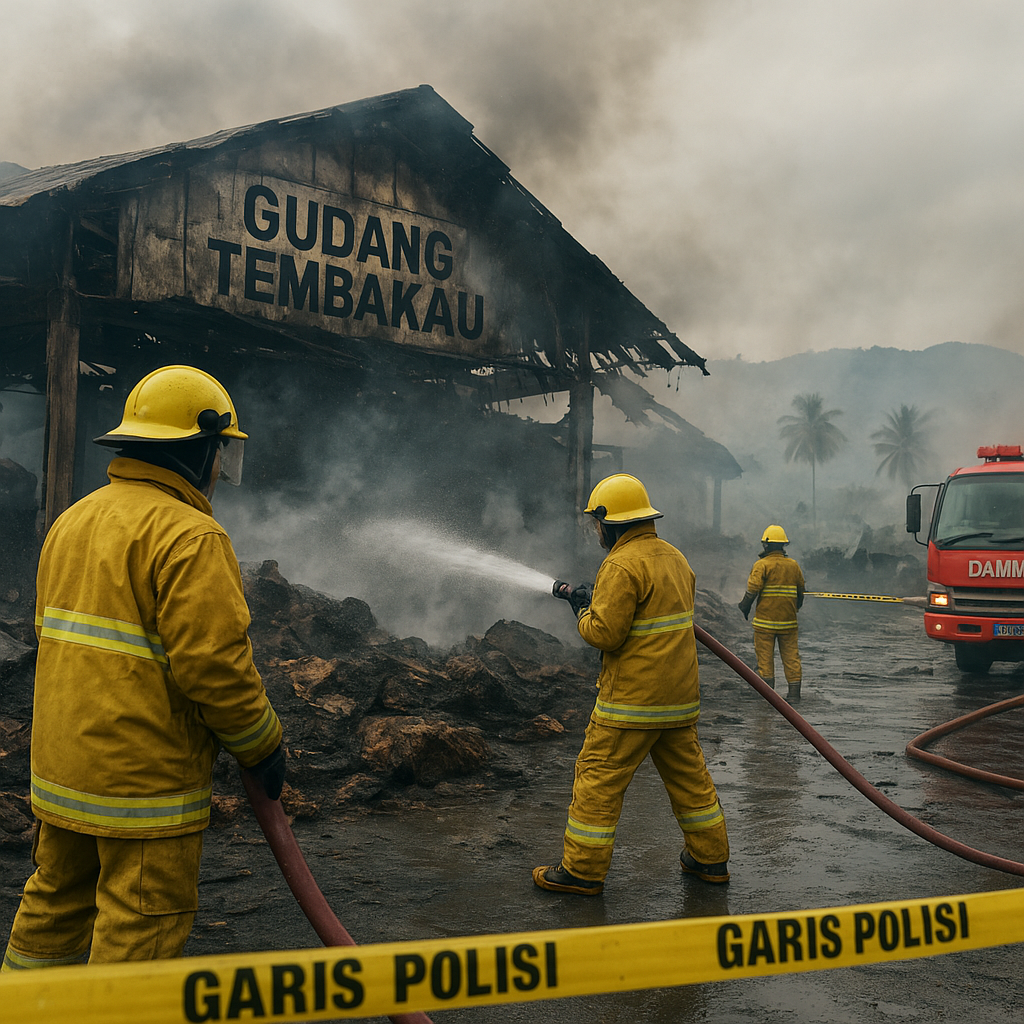 Kebakaran Hanguskan Gudang Tembakau di Bondowoso, Api Berhasil Dipadamkan Setelah 4 Jam