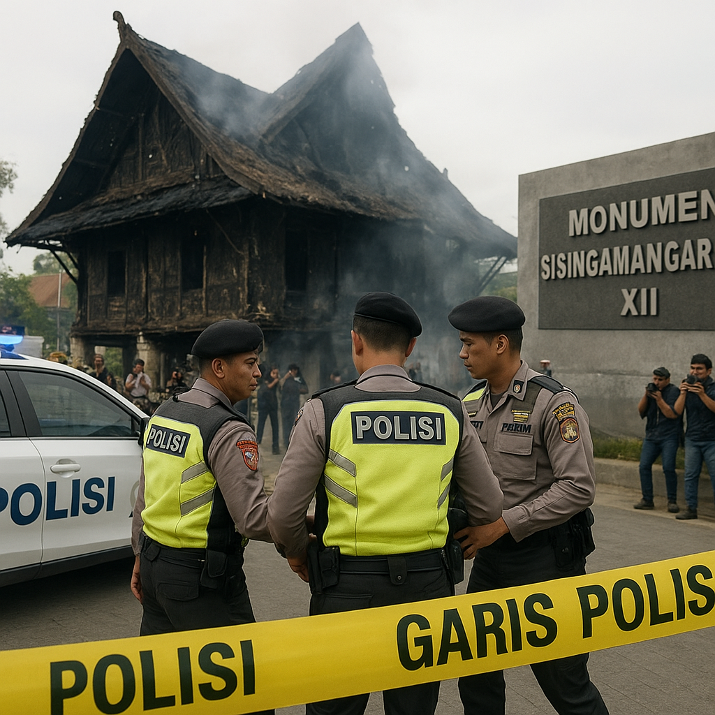 Polisi Amankan Pelaku Pembakaran Replika Rumah Adat di Monumen Sisingamangaraja Medan