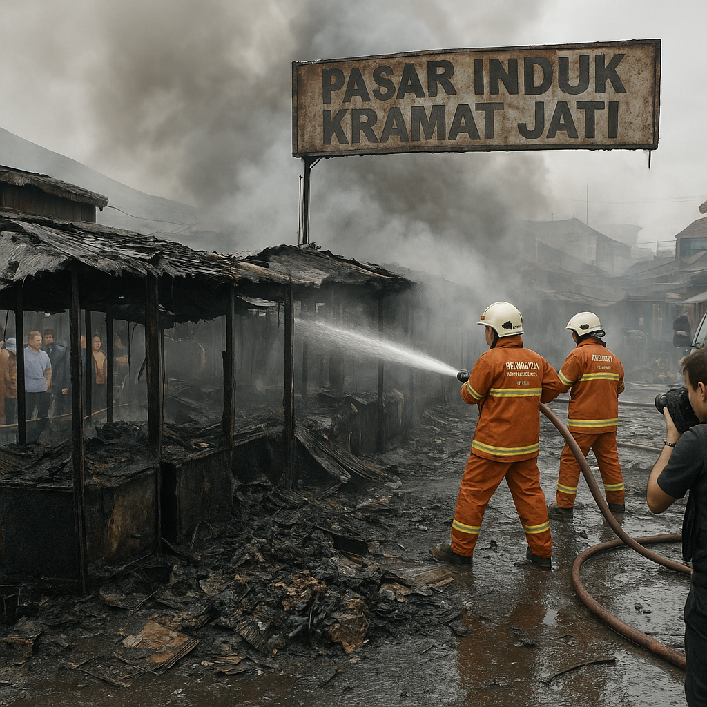 Kebakaran Hanguskan 5 Kios di Pasar Induk Kramat Jati
