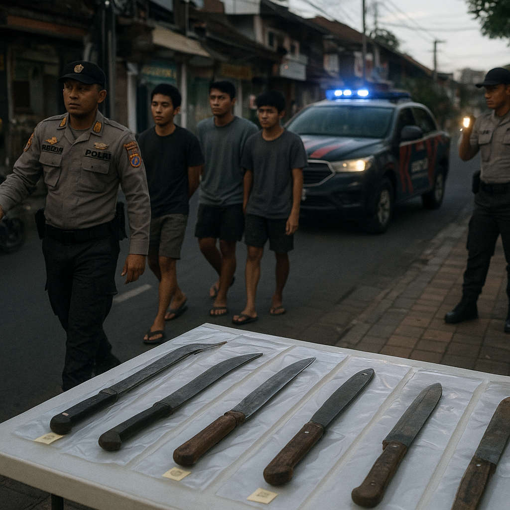 Polresta Denpasar Amankan 7 Orang dalam Razia Pencegahan Tawuran Antar Kampung