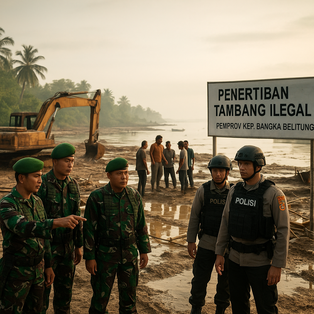 Penertiban Tambang Ilegal di Bangka Belitung Libatkan TNI dan Polisi