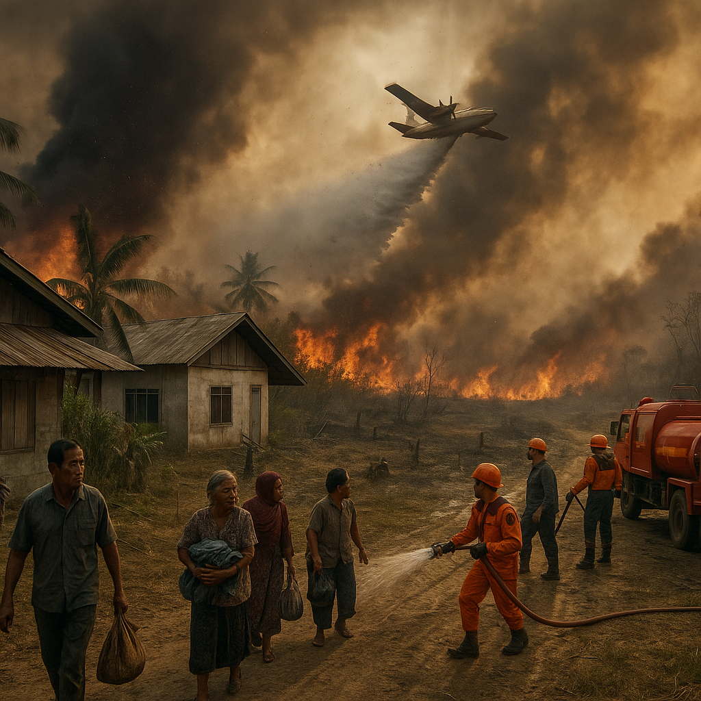 Karhutla di Rasau Jaya Kian Dekati Permukiman, Tim Gabungan Kerahkan Water Bombing