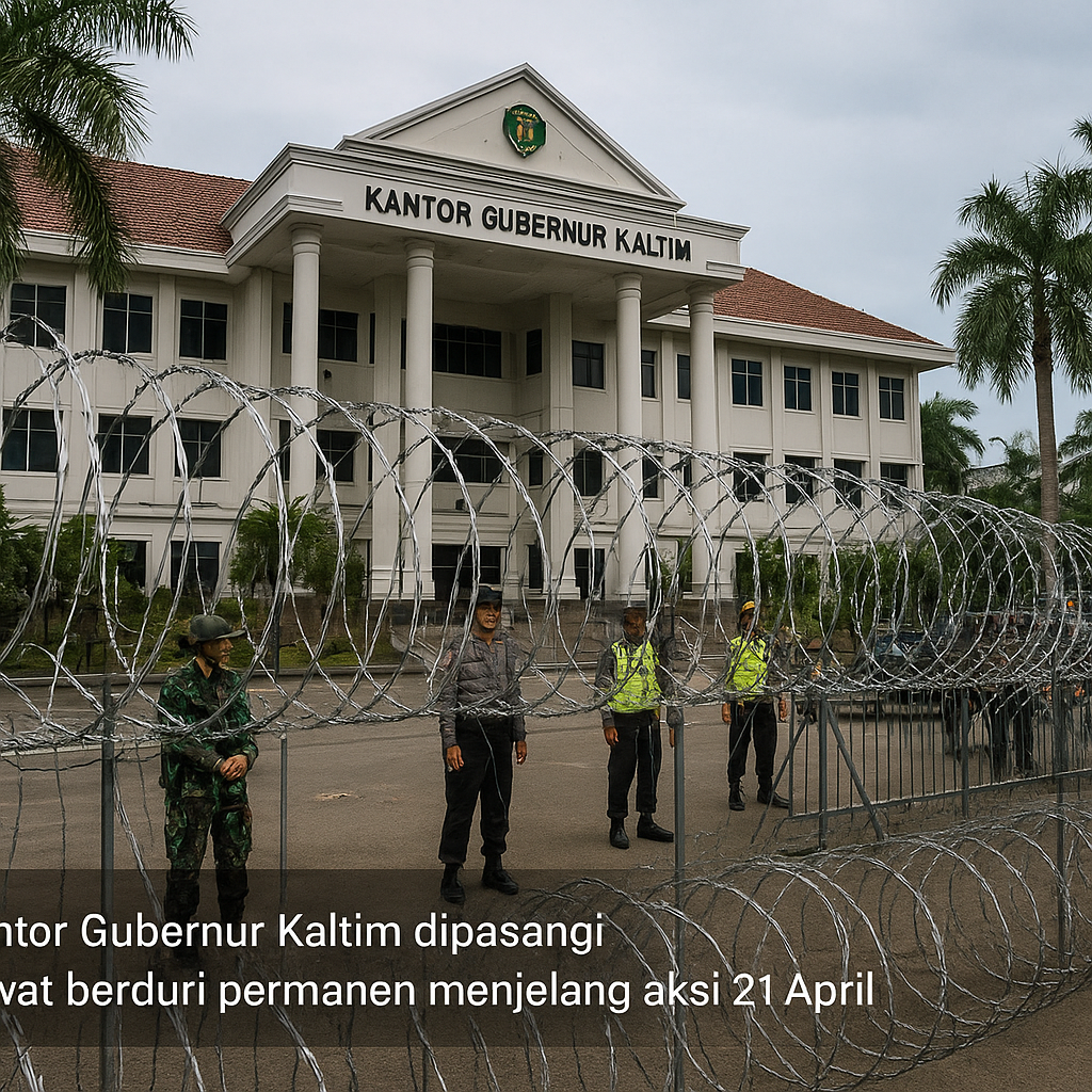 Kantor Gubernur Kaltim Dipasangi Kawat Berduri Permanen Jelang Aksi 21 April