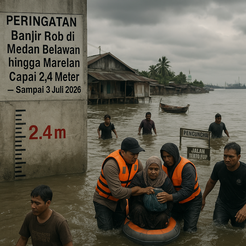 PERINGATAN Banjir Rob di Medan Belawan hingga Marelan Capai 2,4 Meter Sampai 3 Juli