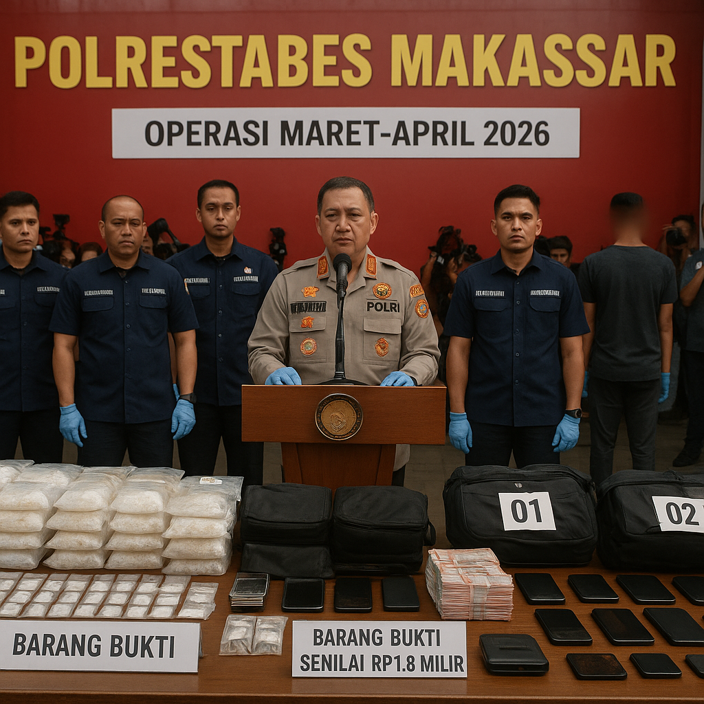 Makassar Darurat Sabu, Polrestabes Gulung 141 Tersangka dan Sita Barang Bukti Senilai Rp1,8 Miliar