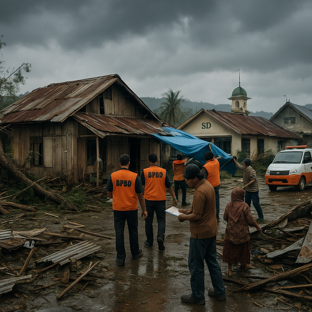 Bencana Angin Puting Beliung di Kabupaten Gowa Sulawesi Selatan Menyebabkan Kerusakan di 5 Desa