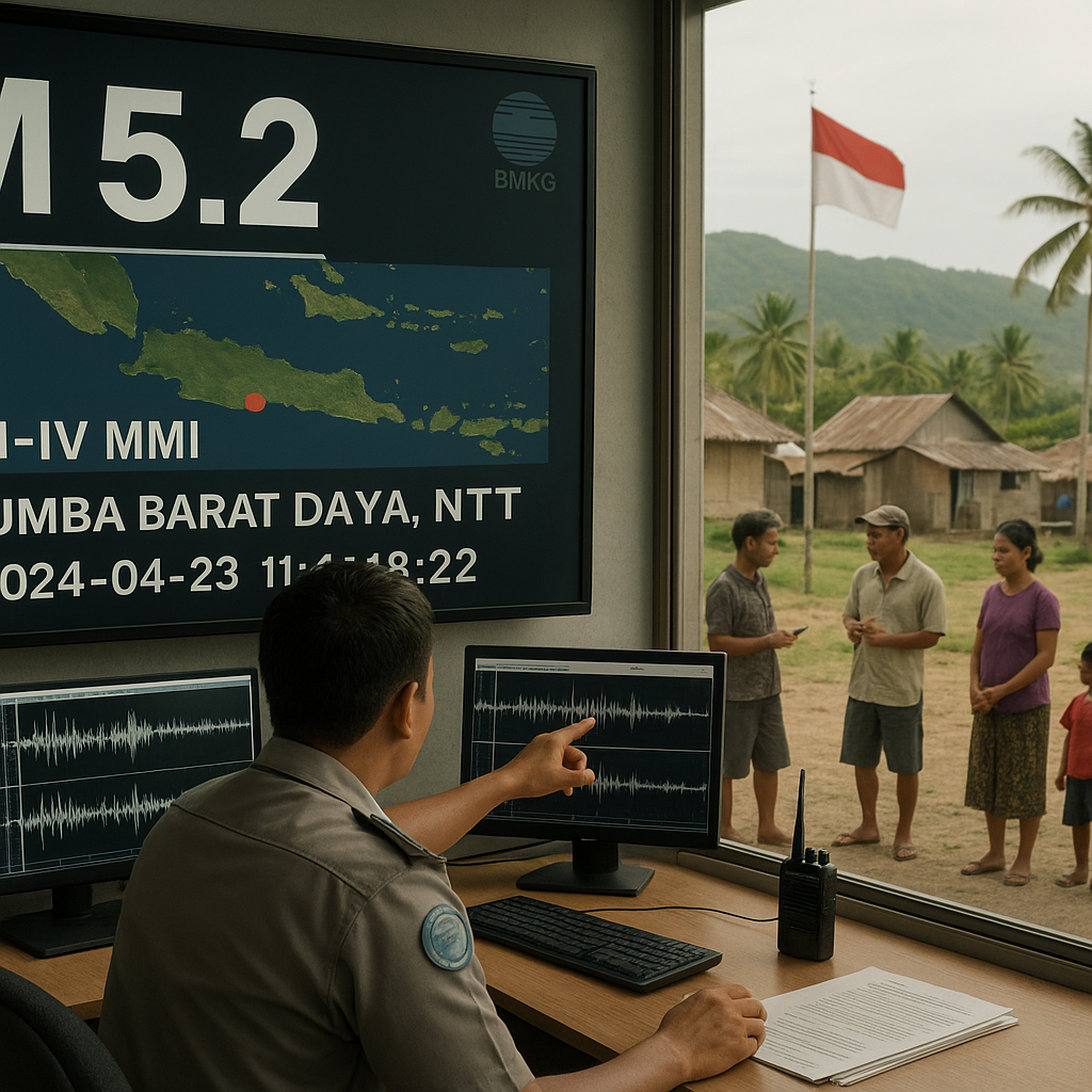 Gempa M 5,2 Guncang Sumba Barat Daya NTT, Tidak Berpotensi Tsunami