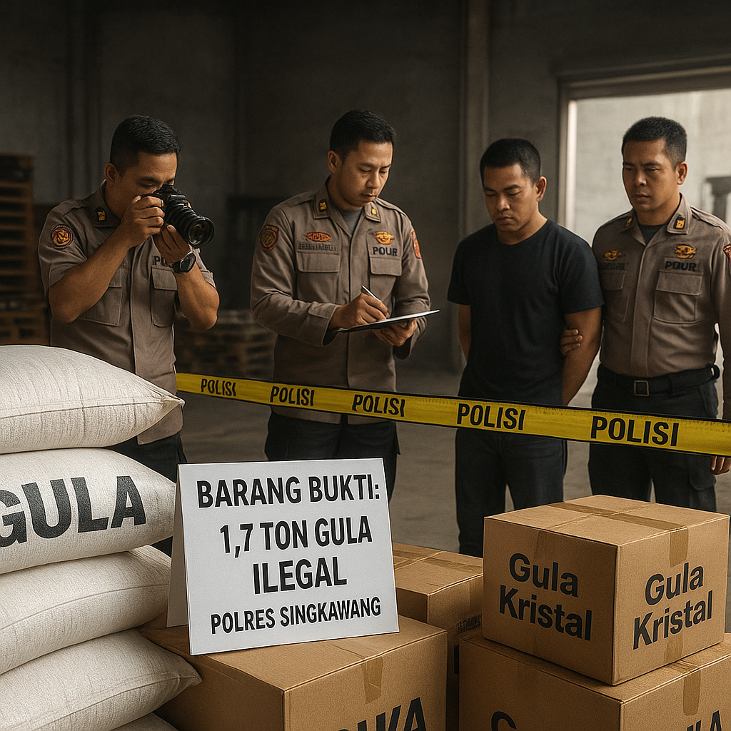 Polres Singkawang Gagalkan Peredaran 1,7 Ton Gula Ilegal, Pemilik Jadi Tersangka
