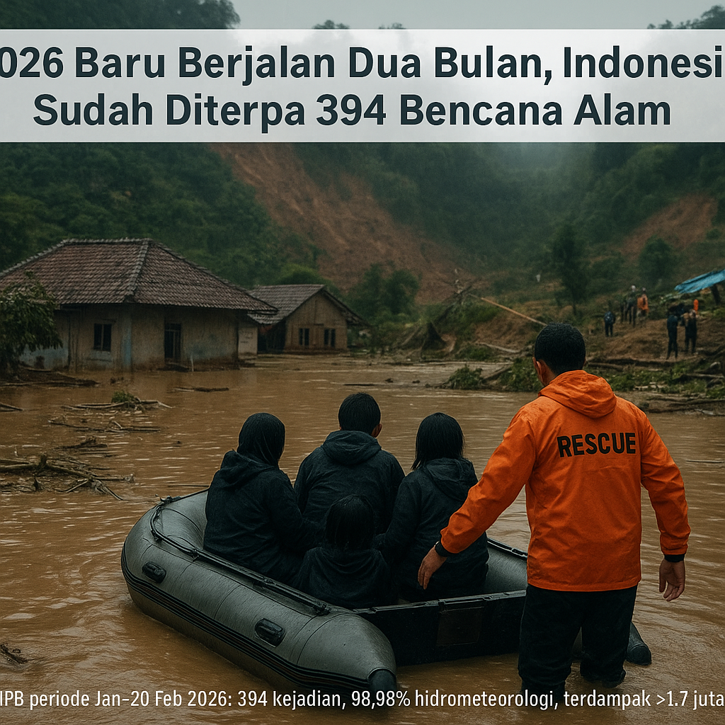 2026 Baru Berjalan Dua Bulan, Indonesia Sudah Diterpa 394 Bencana Alam