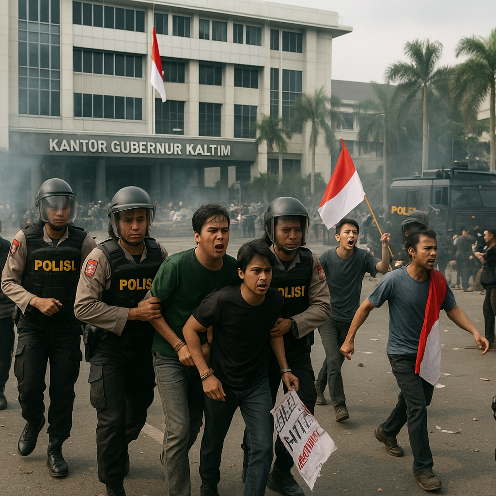Sejumlah Orang Diamankan Usai Demo Rusuh di Depan Kantor Gubernur Kaltim
