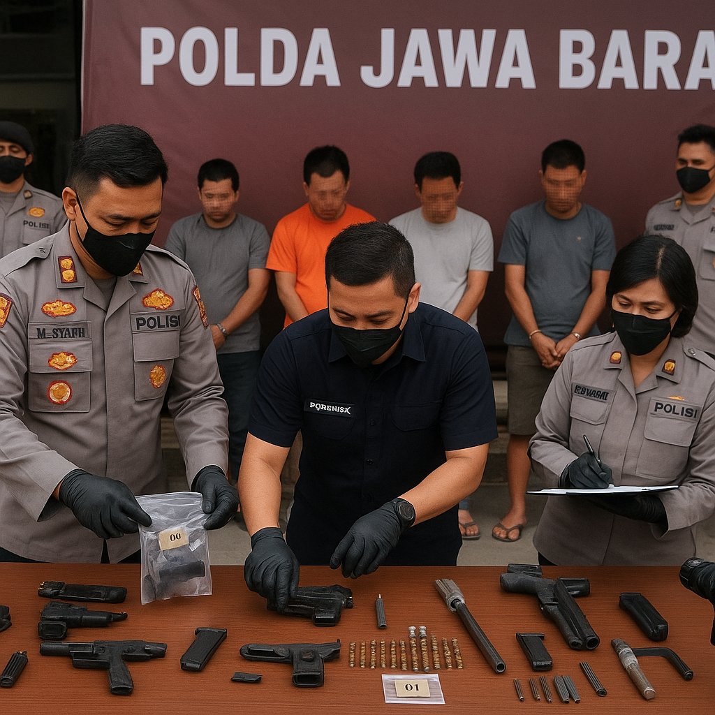 Polda Jabar Ungkap Sindikat Perdagangan Senjata Ilegal, 5 Tersangka Diamankan