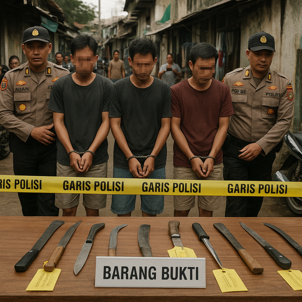 Tawuran Antarkampung Bersajam Bikin Resah, 4 Pelaku Ditangkap dan Terancam 7 Tahun Penjara