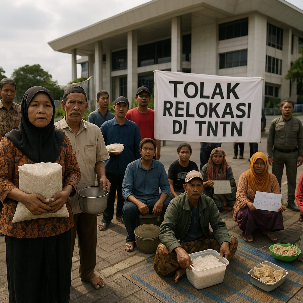 Warga Bawa Beras dan Bahan Lauk Pauk saat Unjuk Rasa Penolakan Relokasi Lahan TNTN
