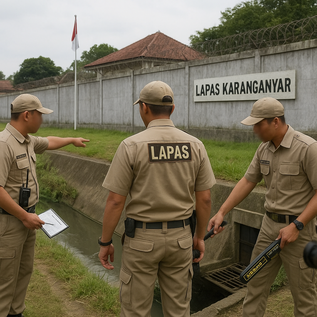 Antisipasi Gangguan Kamtib, Lapas Karanganyar Lakukan Deteksi Dini di Area Branggang dan Kanal