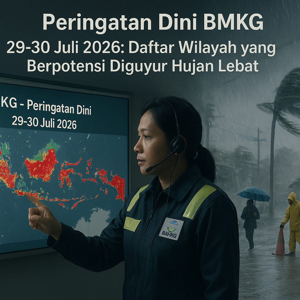 Peringatan Dini BMKG 29-30 Juli 2026: Daftar Wilayah yang Berpotensi Diguyur Hujan Lebat