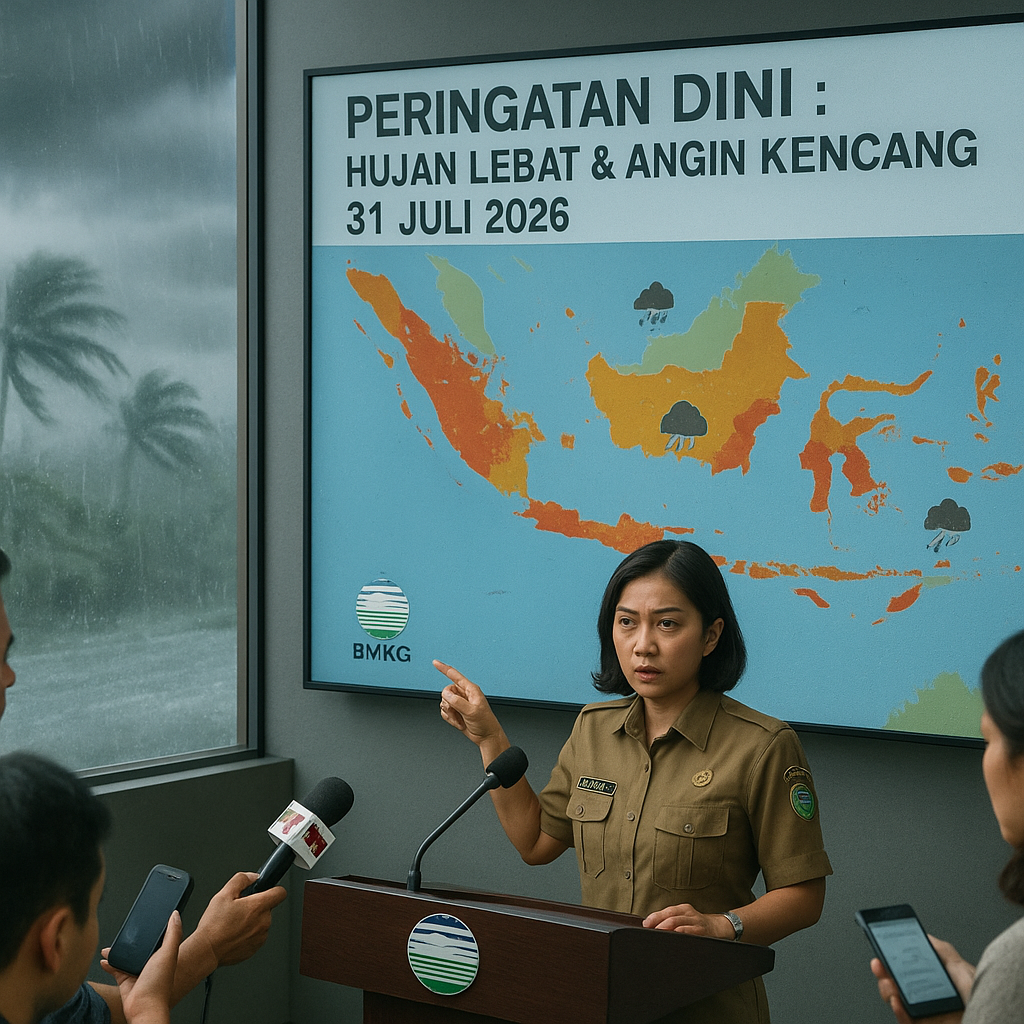 BMKG Peringatkan Hujan Lebat dan Angin Kencang Besok 31 Juli 2026, Ini Wilayahnya