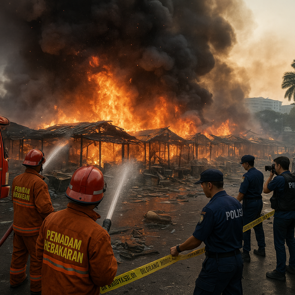 Puluhan Kios Pasar Sepinggan Balikpapan Terbakar, Material Kayu Picu Api Membesar Cepat