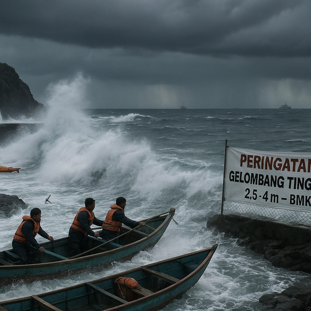 BMKG: Waspada Gelombang Tinggi Hingga 4 Meter di Perairan Selatan Jawa