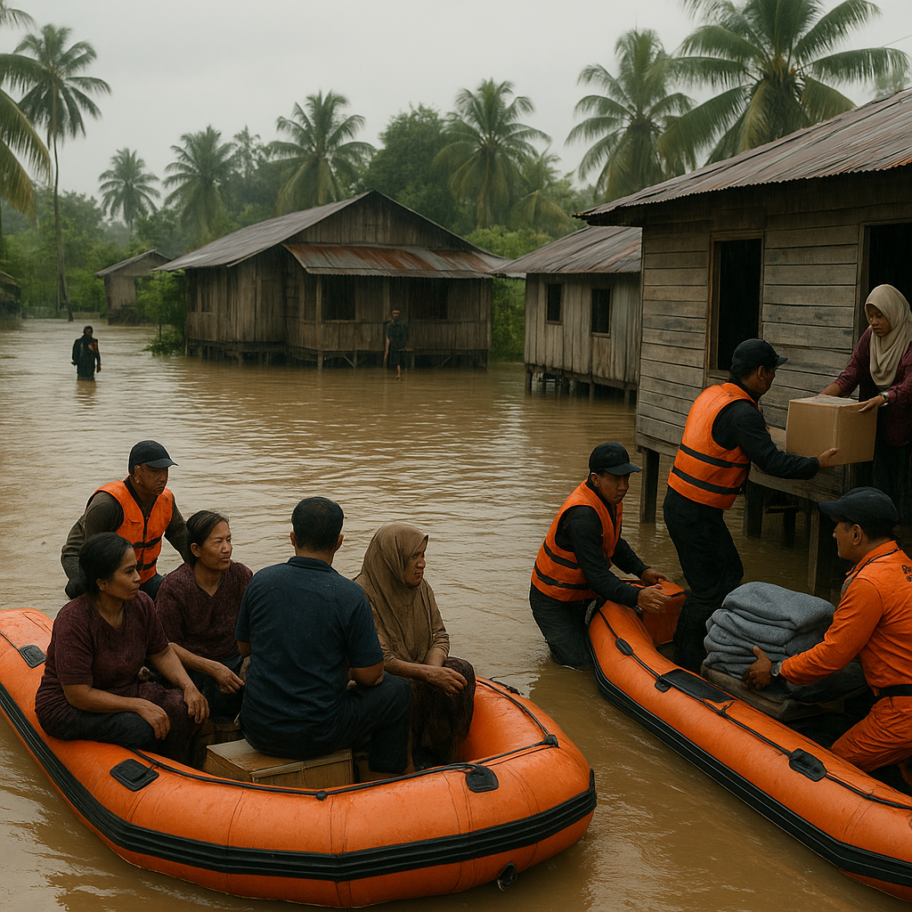 Banjir Rendam 15 Desa di Indragiri Hilir, 1.500 Jiwa Mengungsi