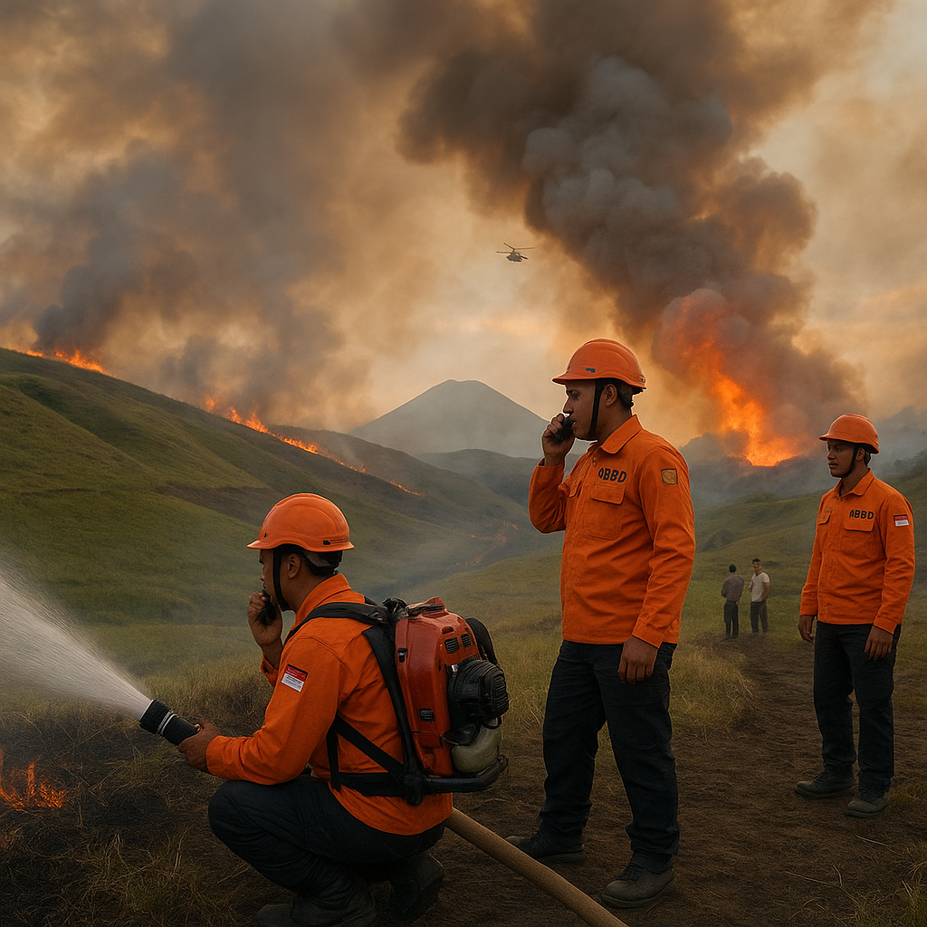 Kebakaran Hutan TNBTS Meluas ke Lereng Bromo Arah Probolinggo, BPBD Kerahkan Tim Cegah Api Masuk Bukit Teletubbies