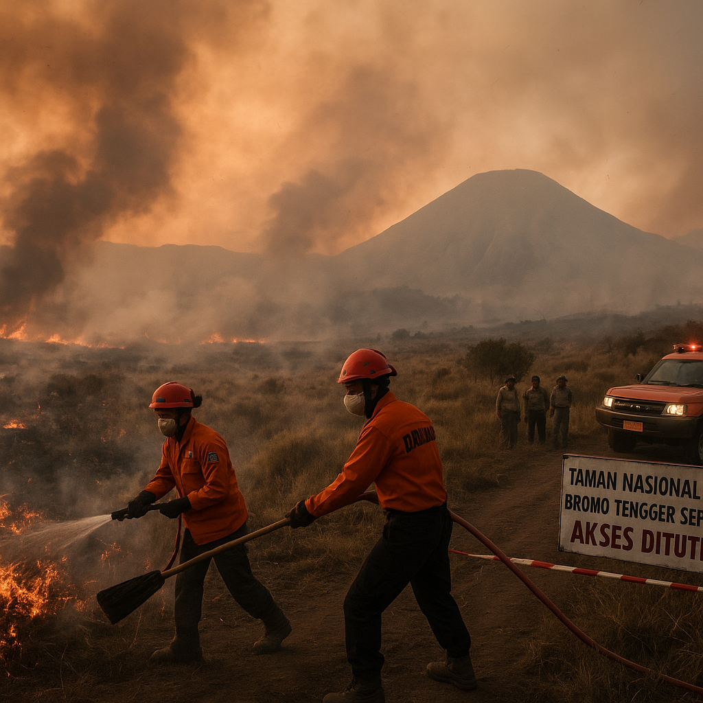 Karhutla Gunung Bromo Belum Padam, Luas Lahan Terbakar Capai 10 Ha