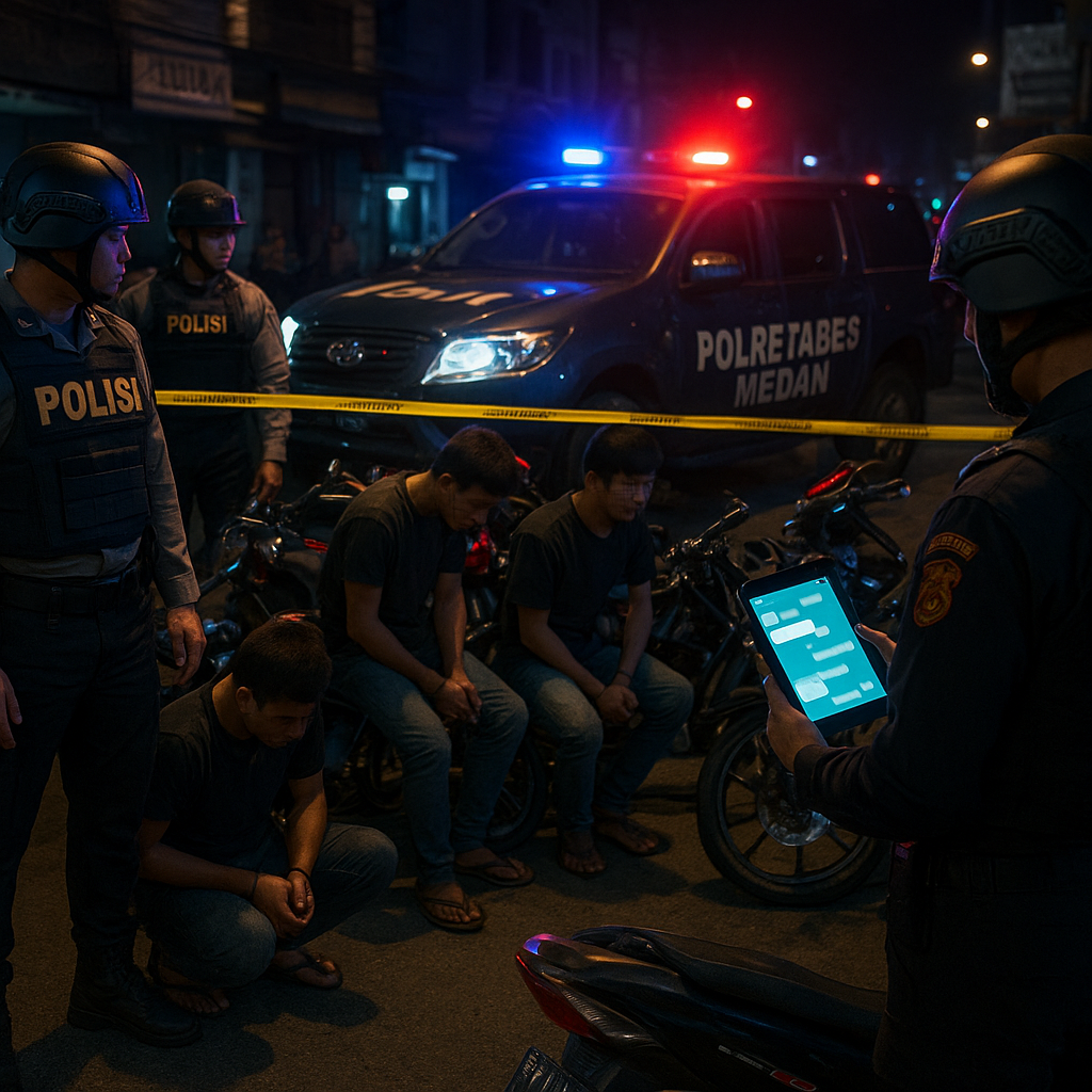 Polri Ungkap Modus Baru Penggerebekan Geng Motor di Kota Medan yang Rusak Ketertiban Umum