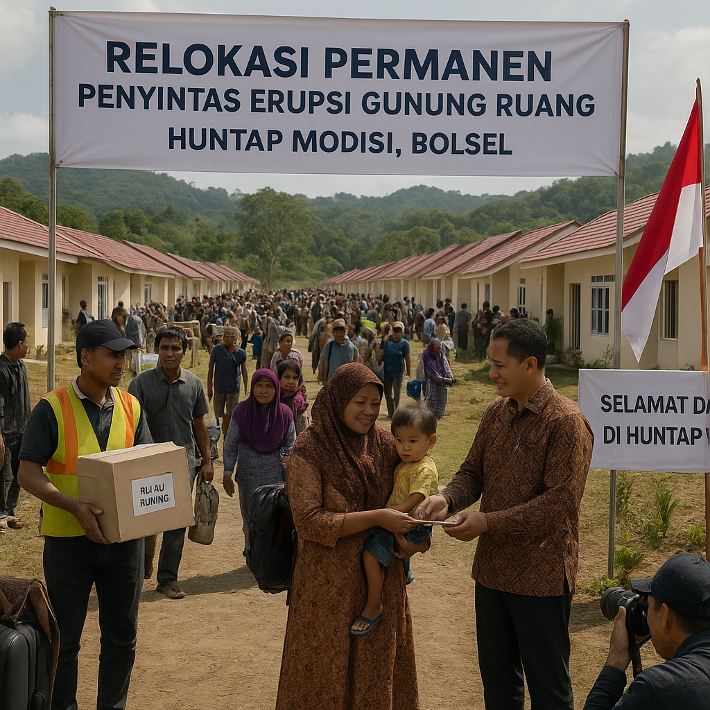 Ratusan Warga Pulau Ruang Berangkat ke Relokasi Modisi Bolsel