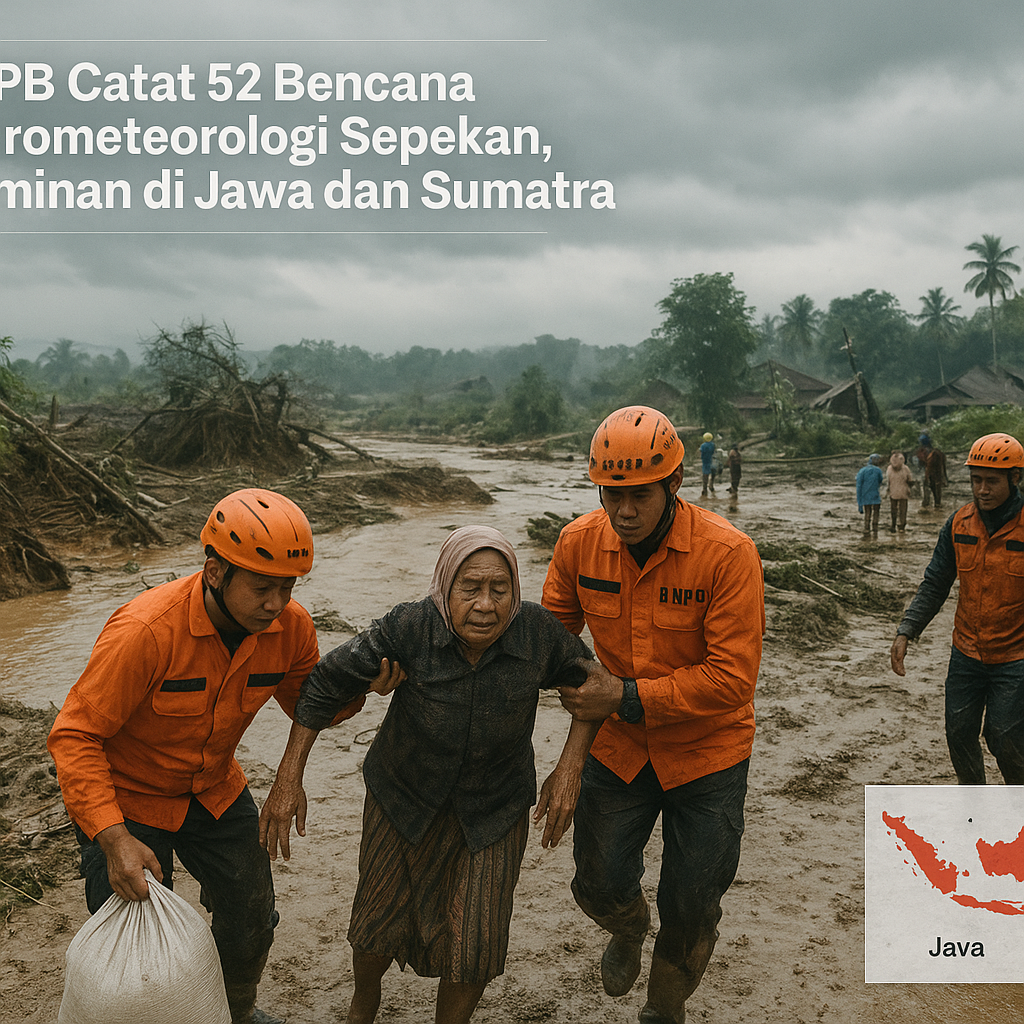 BNPB Catat 52 Bencana Hidrometeorologi Sepekan, Dominan di Jawa dan Sumatra