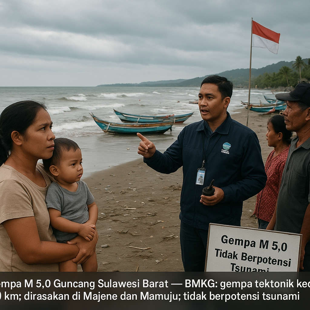 Gempa M 5,0 Guncang Sulawesi Barat, Tidak Berpotensi Tsunami