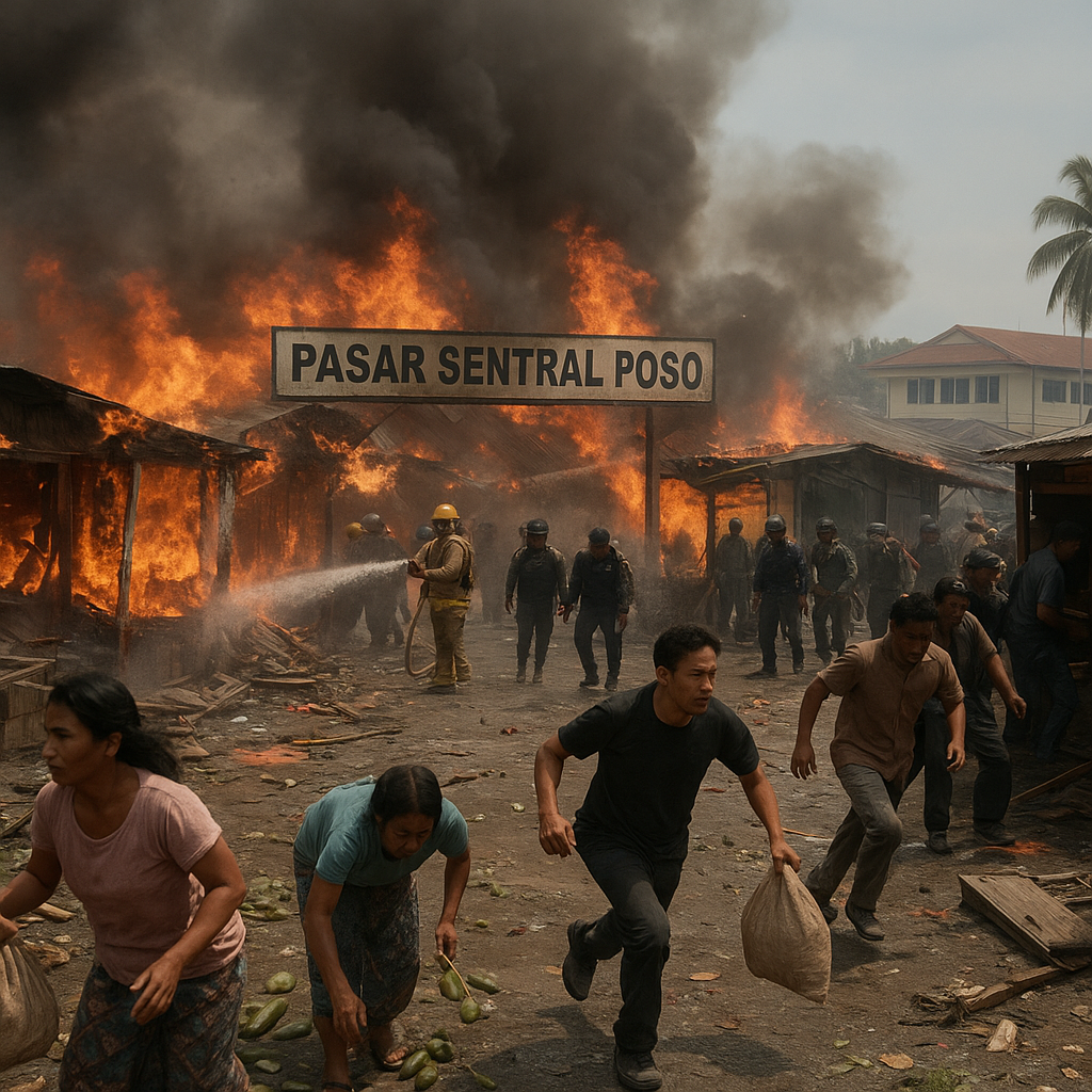 Kerusuhan di Pasar Sentral Poso Berujung Pembakaran Kios dan Penjarahan
