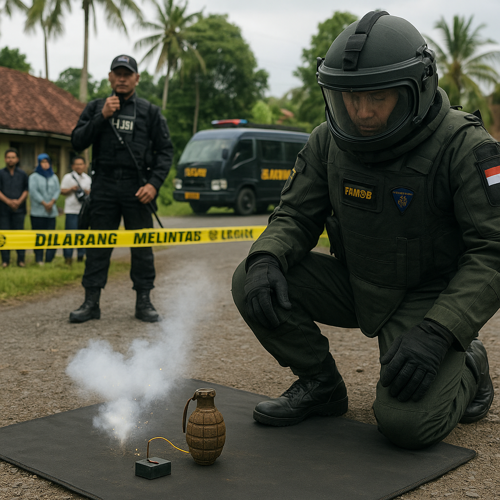 Tim Penjinak Bom Brimob Polda DIY Ledakkan Granat Temuan Warga