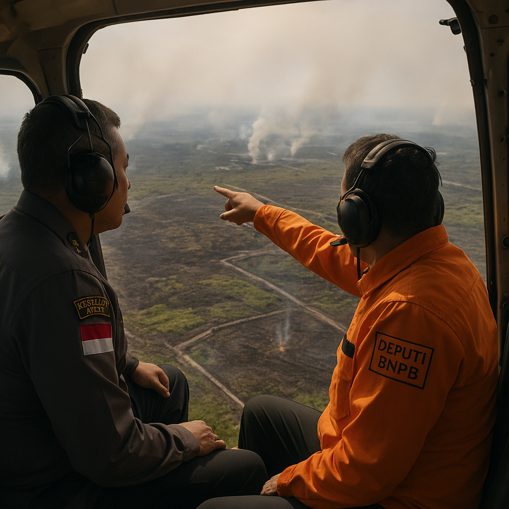 Pastikan Kebakaran Padam, Dua Jenderal Pantau Karhutla Lahan Gambut di Muaro Jambi dengan Helikopter