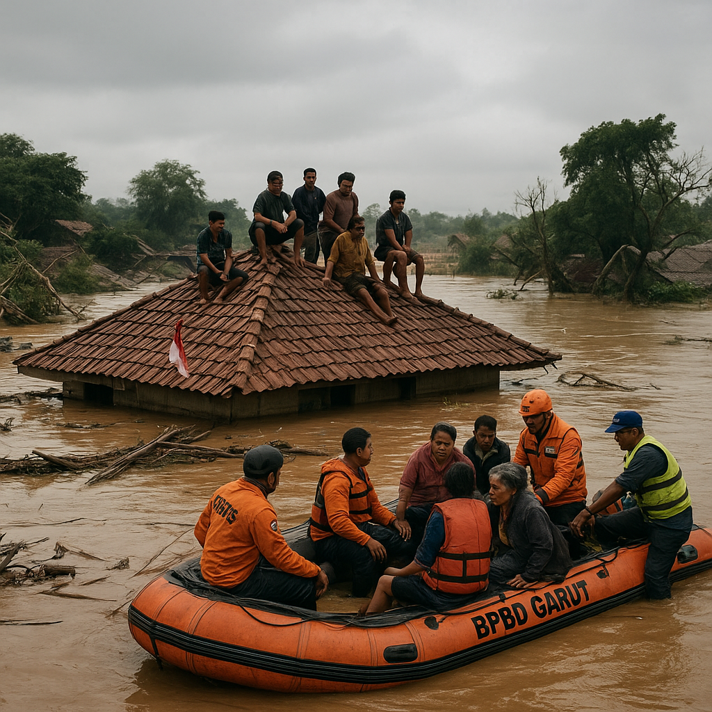 Bencana Banjir Bandang Terjang Kabupaten Garut, 5 Kecamatan Terendam