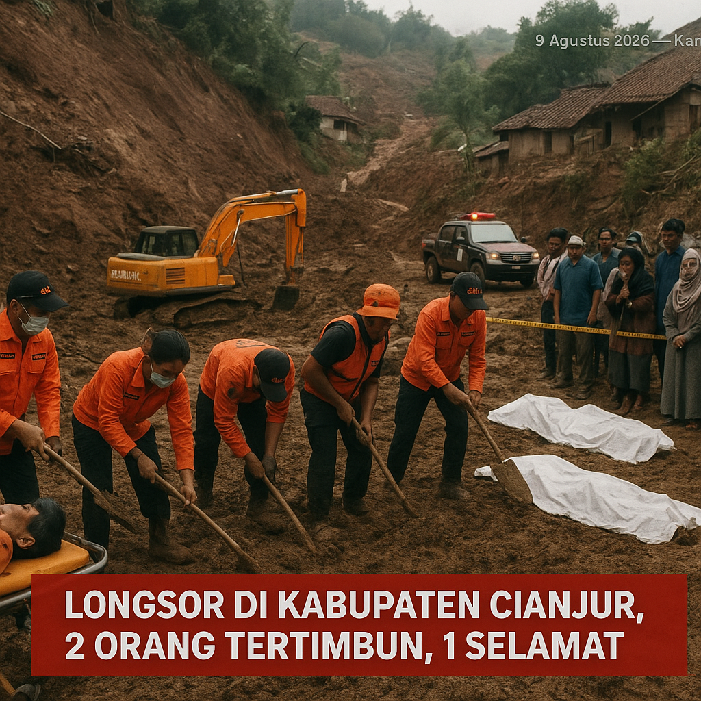 Longsor di Kabupaten Cianjur, 2 Orang Tertimbun, 1 Selamat
